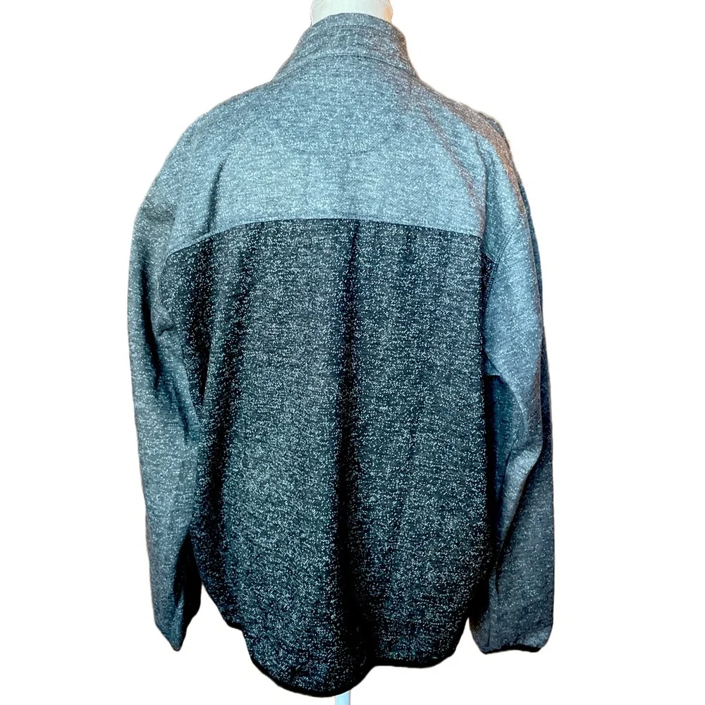 Hawke & Co Gray & Black Fleece Lined Snap Neck Pullover Sweater
